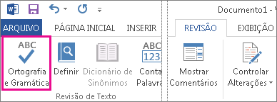 Parte do menu "Revisão" do Microsoft Word onde está localizado o corretor ortográfico