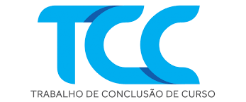 Palavra TCC escrita com fonte diferente e num tom azul.